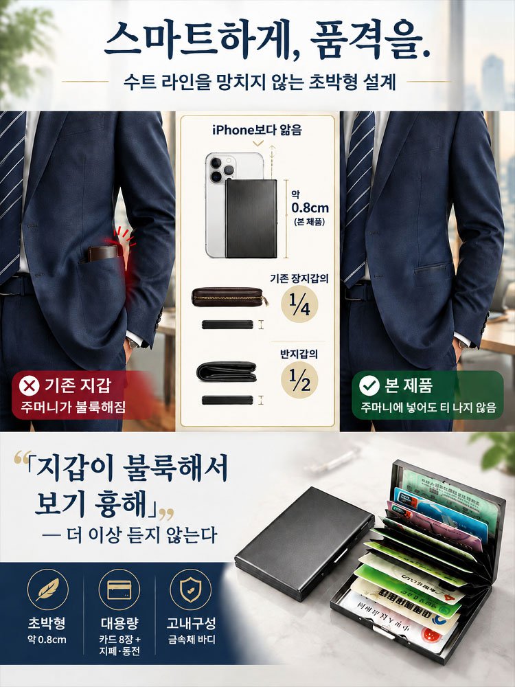 [경찰관 추천]스테인리스 도난 방지 자성 차단 카드 지갑