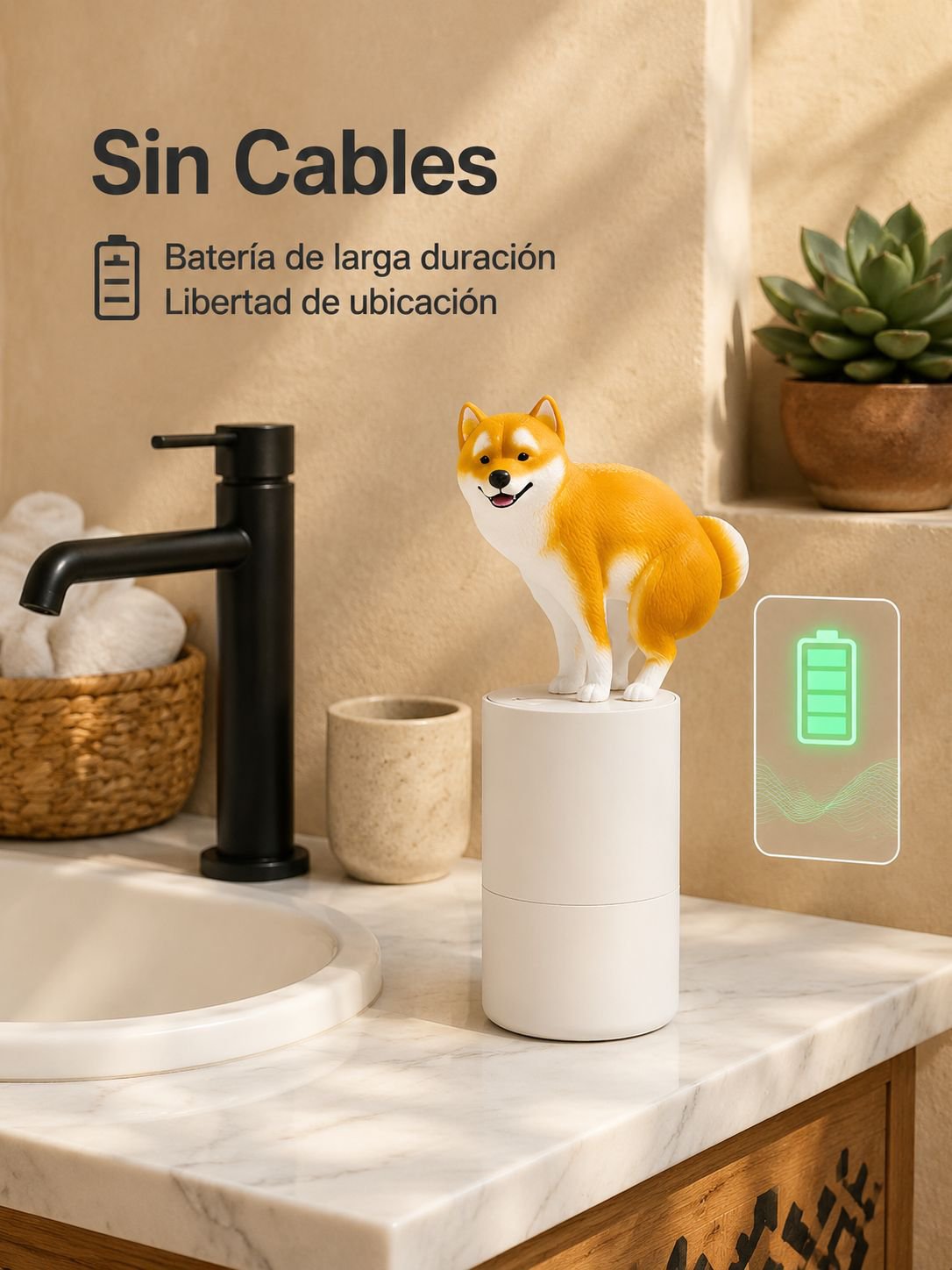 Dispensador automático de espuma con sensor de Shiba Inu