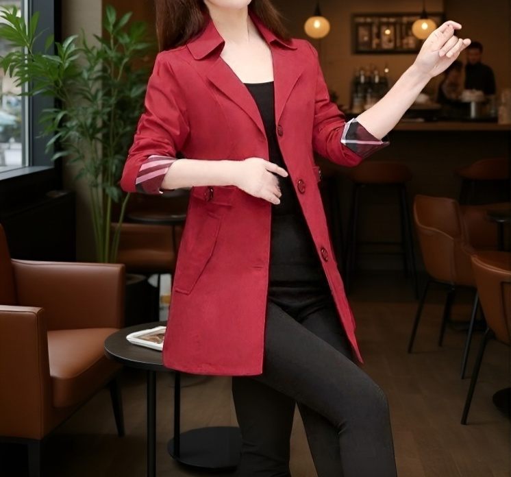 薄手レディースコートのディテール写真