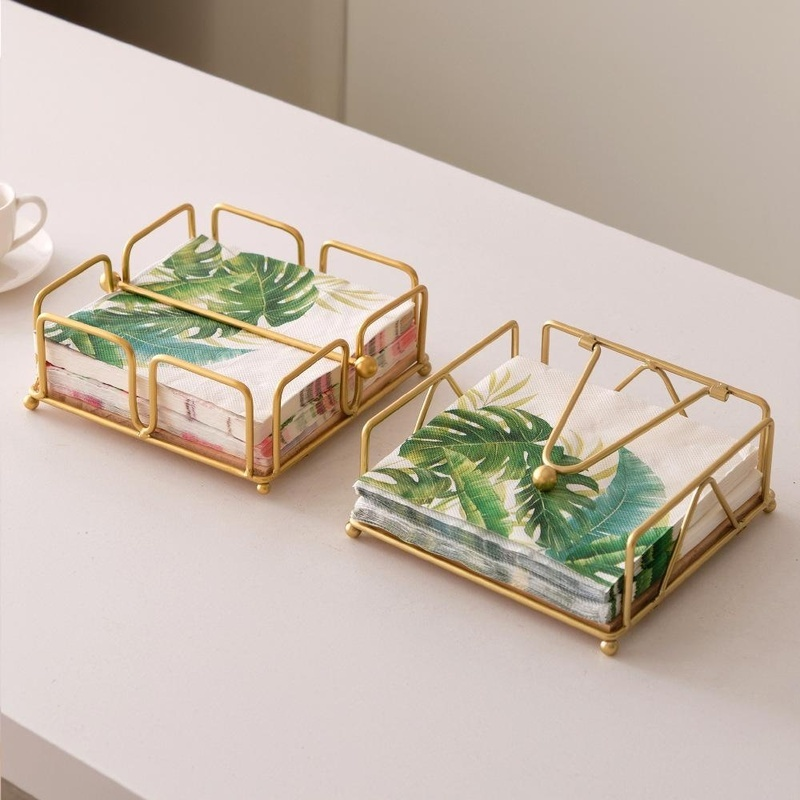 Desktop Square Iron Tissue Holder for Hotel and Cafe