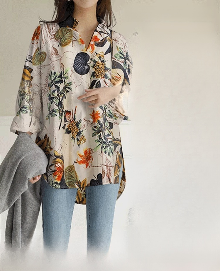 เสื้อยืดทรงหลวม พิมพ์ลาย