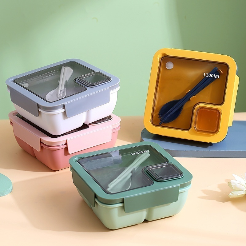 กล่องอาหารกลางวันแบบพกพาพร้อมช่องแบ่ง