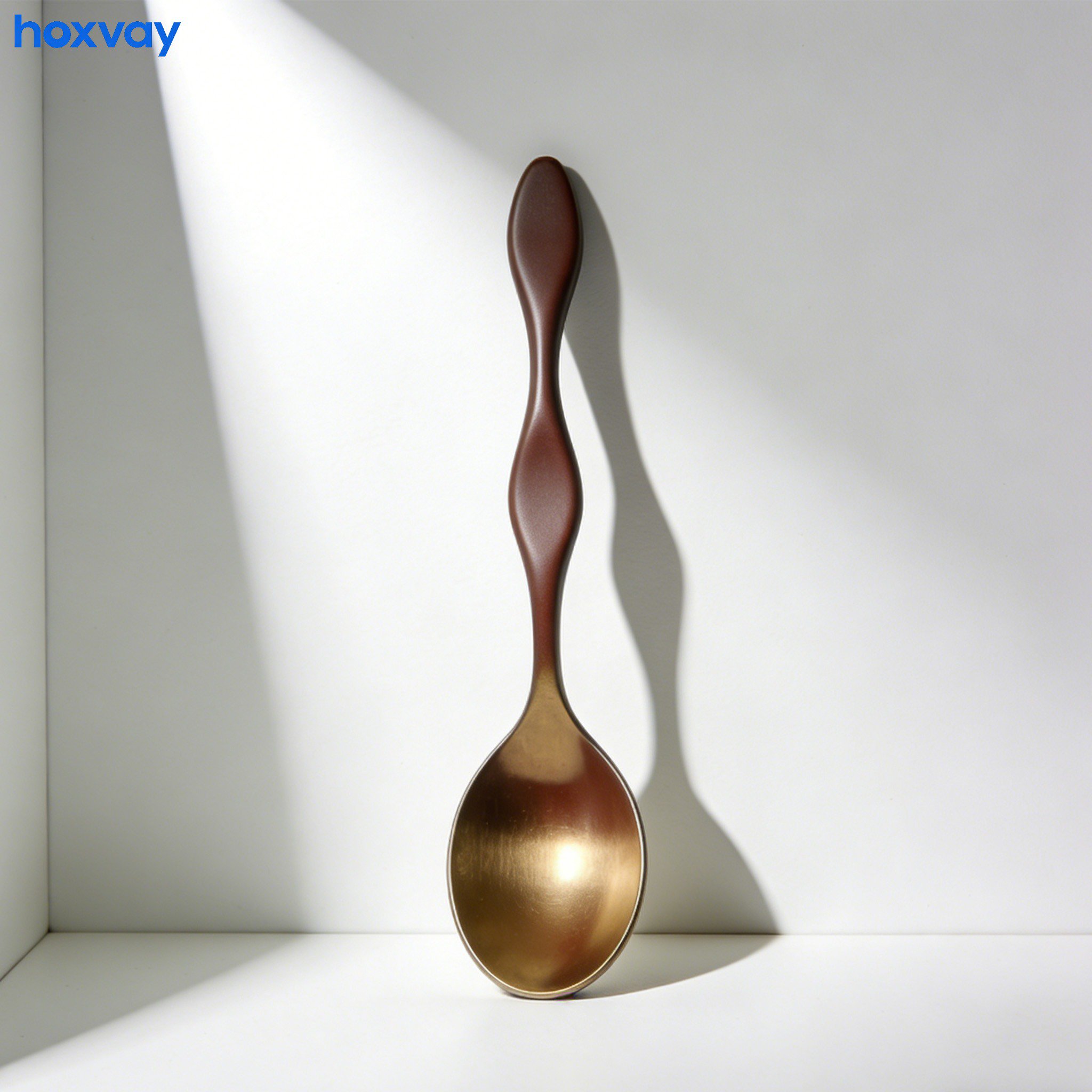 Close-up of shiny stainless steel soup spoon