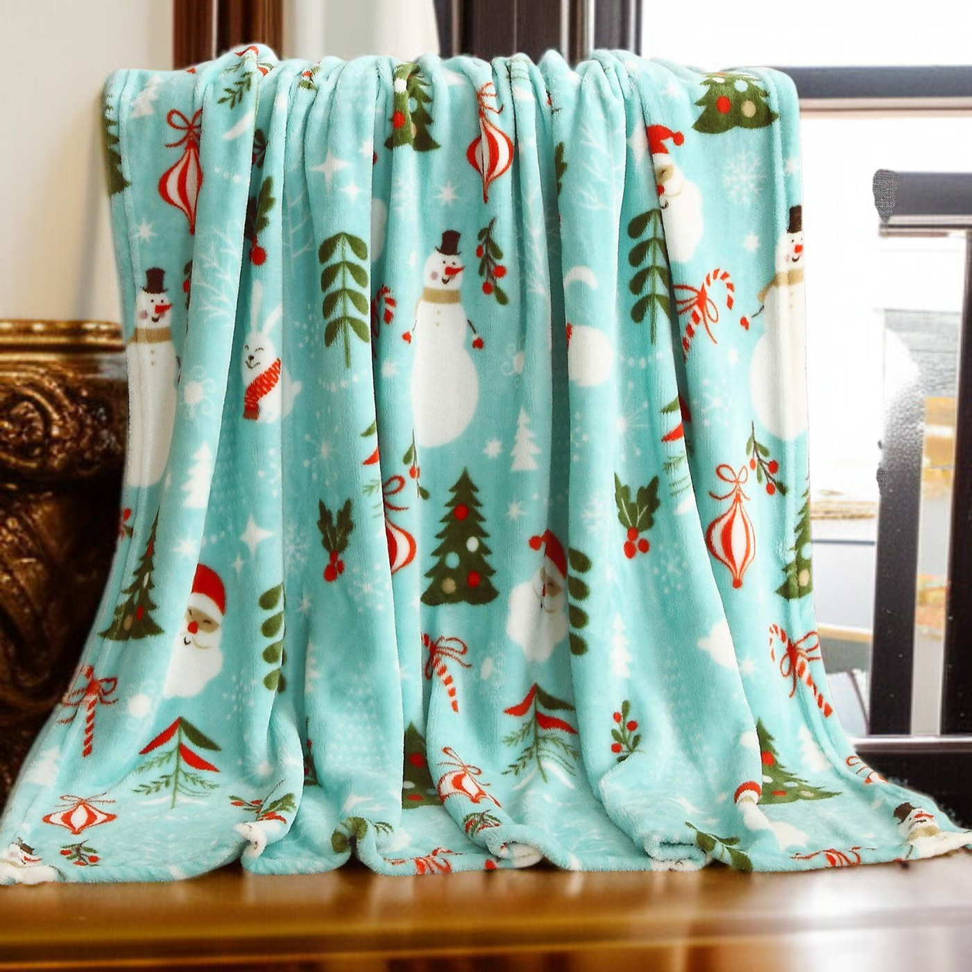 Sofa Flannel Cover Blanket Blanket Holiday Christmas Flannel Burgundy