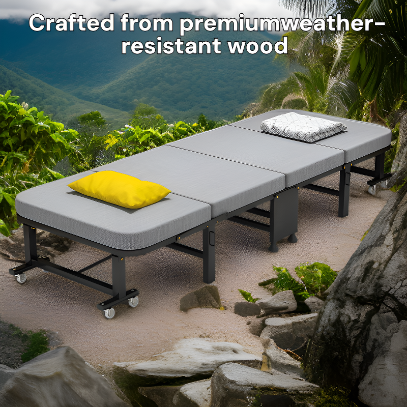 Outdoor wooden folding bed