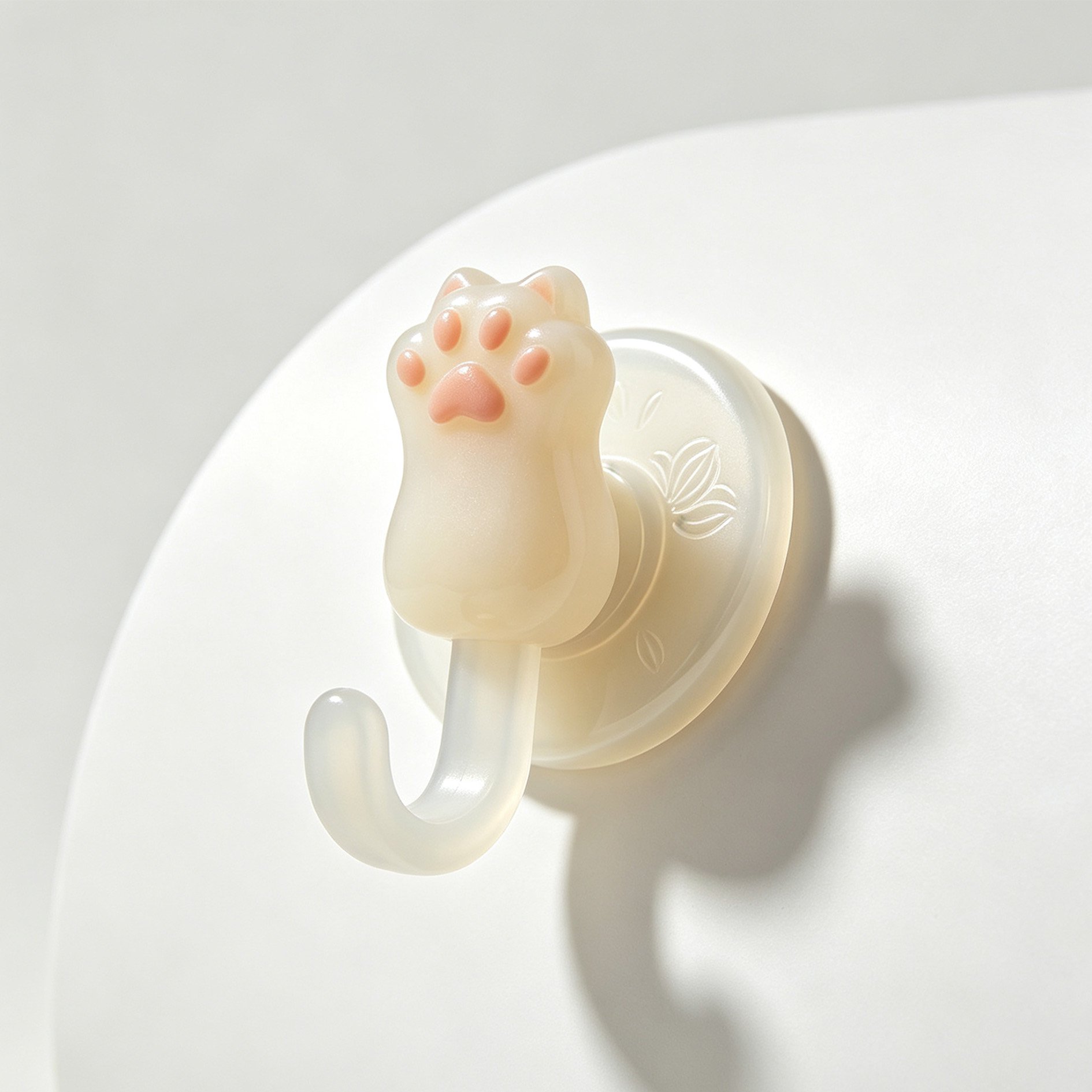 柔らかくてかわいいミルクの肉球型吸盤フック正面画像