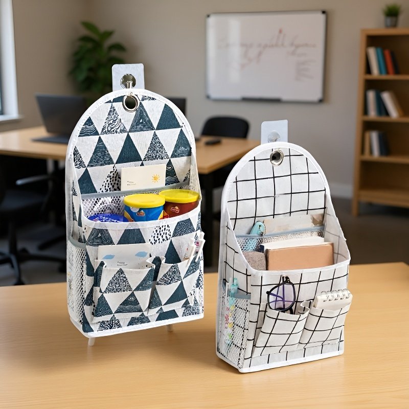  Wieszak na ścianę z torbą z lnu