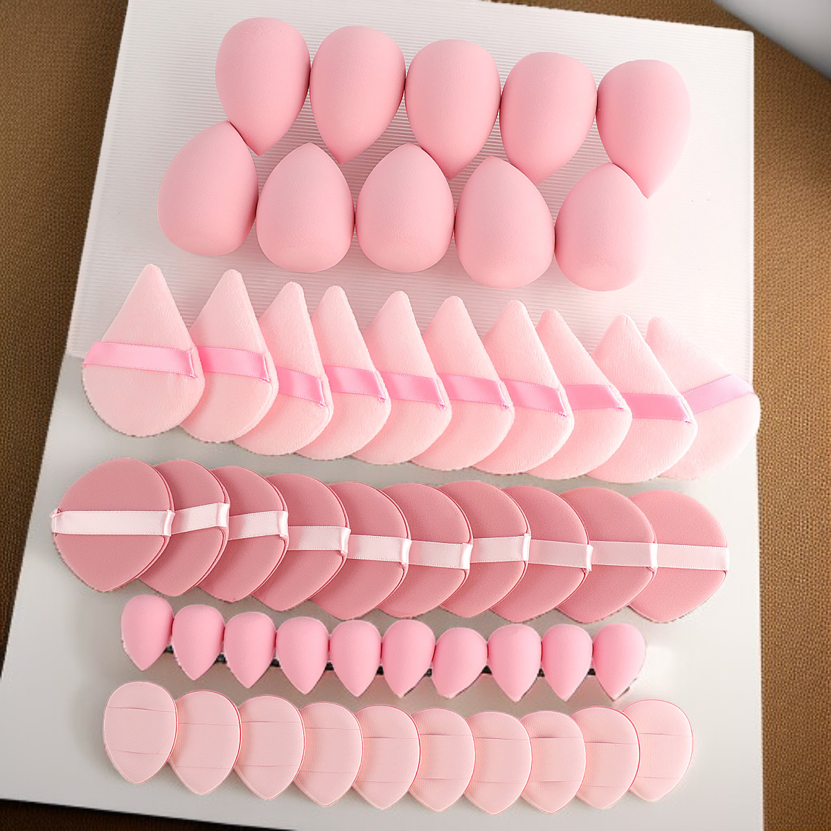 50PCS 손가락 쿠션 퍼프 세트, 풀세트 화장 퍼프, 메이크업 도구