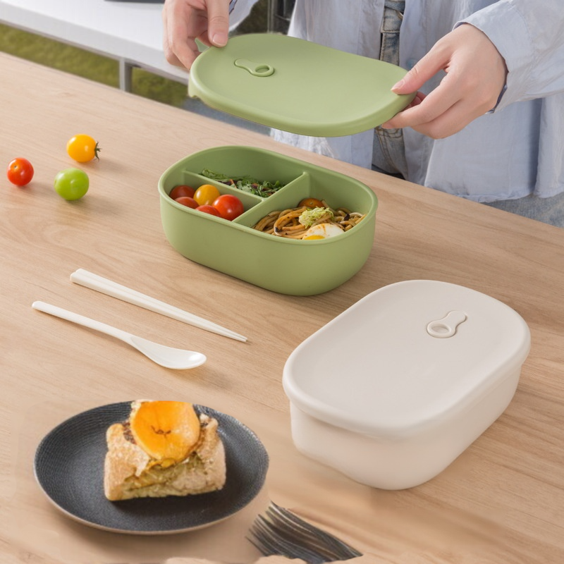 식품급 실리콘 런치 도시락 밀폐 칸 도시락 전자레인지 가열 보관함 휴대용 런치 수납함