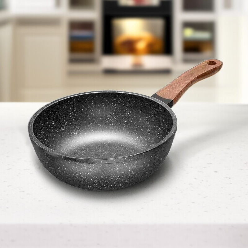 Smoke-Free Wooden Handle Frying Pan