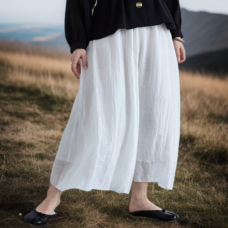 秋の新作ワイドパンツ日本の女性用カジュアルパンツロング丈大きなフレアコットンリネン大きなサイズのレディースパンツ