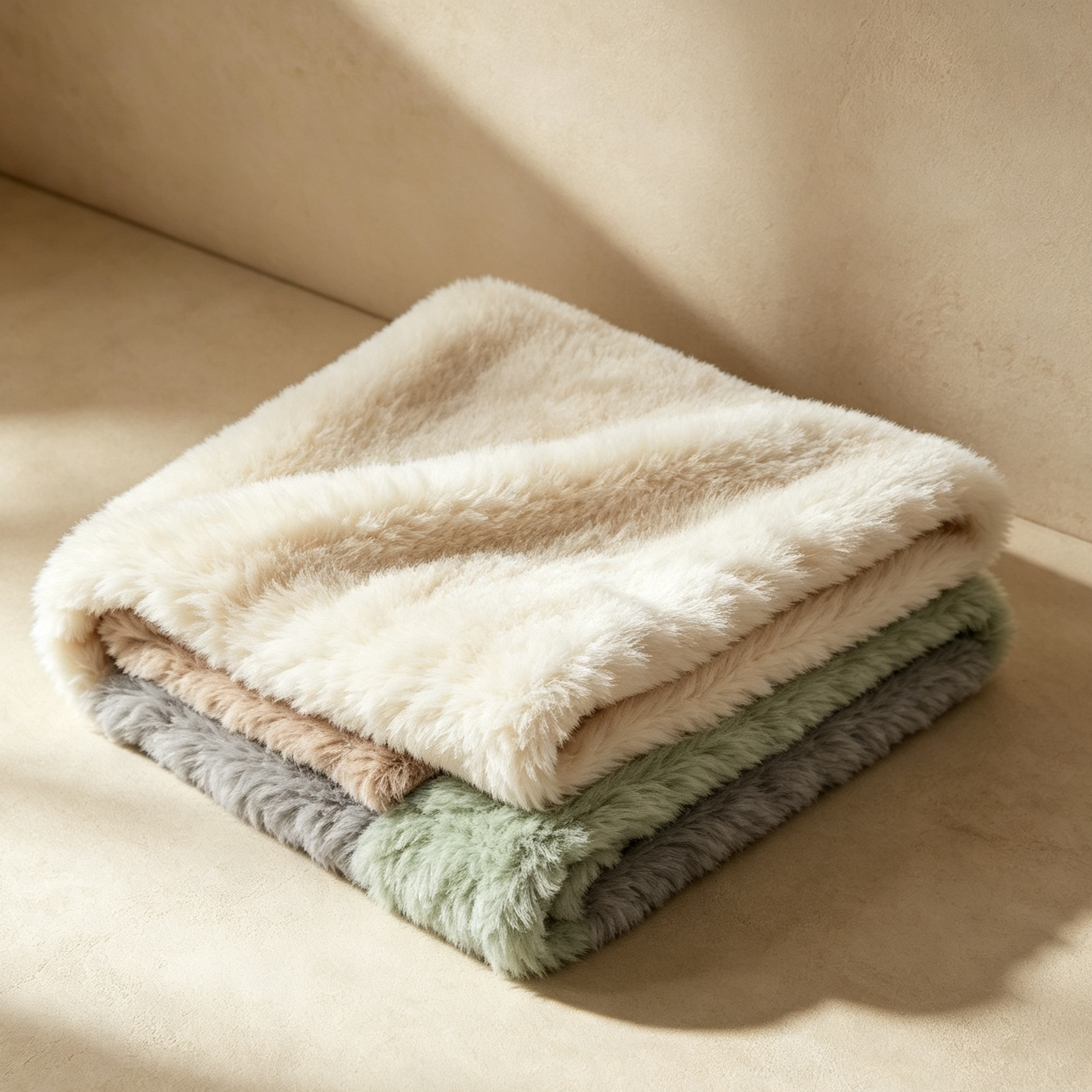 Cozy plush blanket folded neatly on a bed