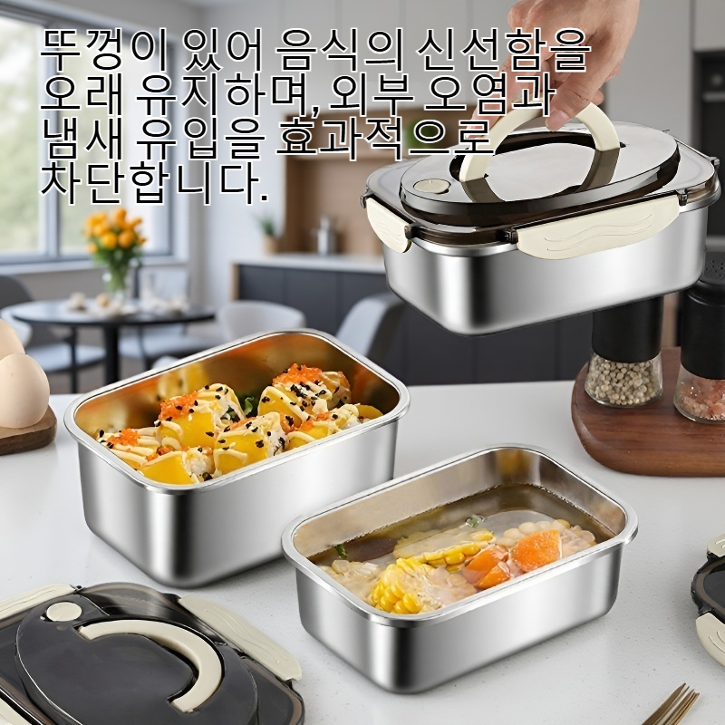 뚜껑이 있는 스테인리스 스틸 식품 보관 용기