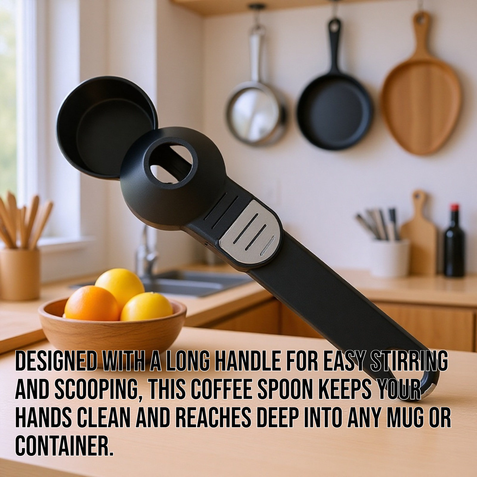 Long-handled, large-capacity, leak-proof coffee spoon