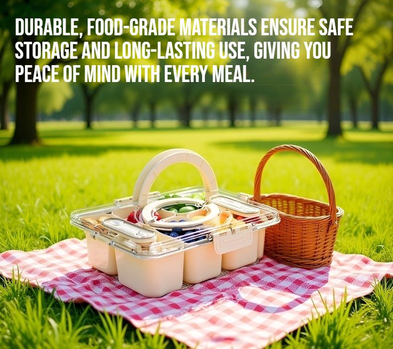 Picnic fruit box with knife and fork sealed fresh-keeping container