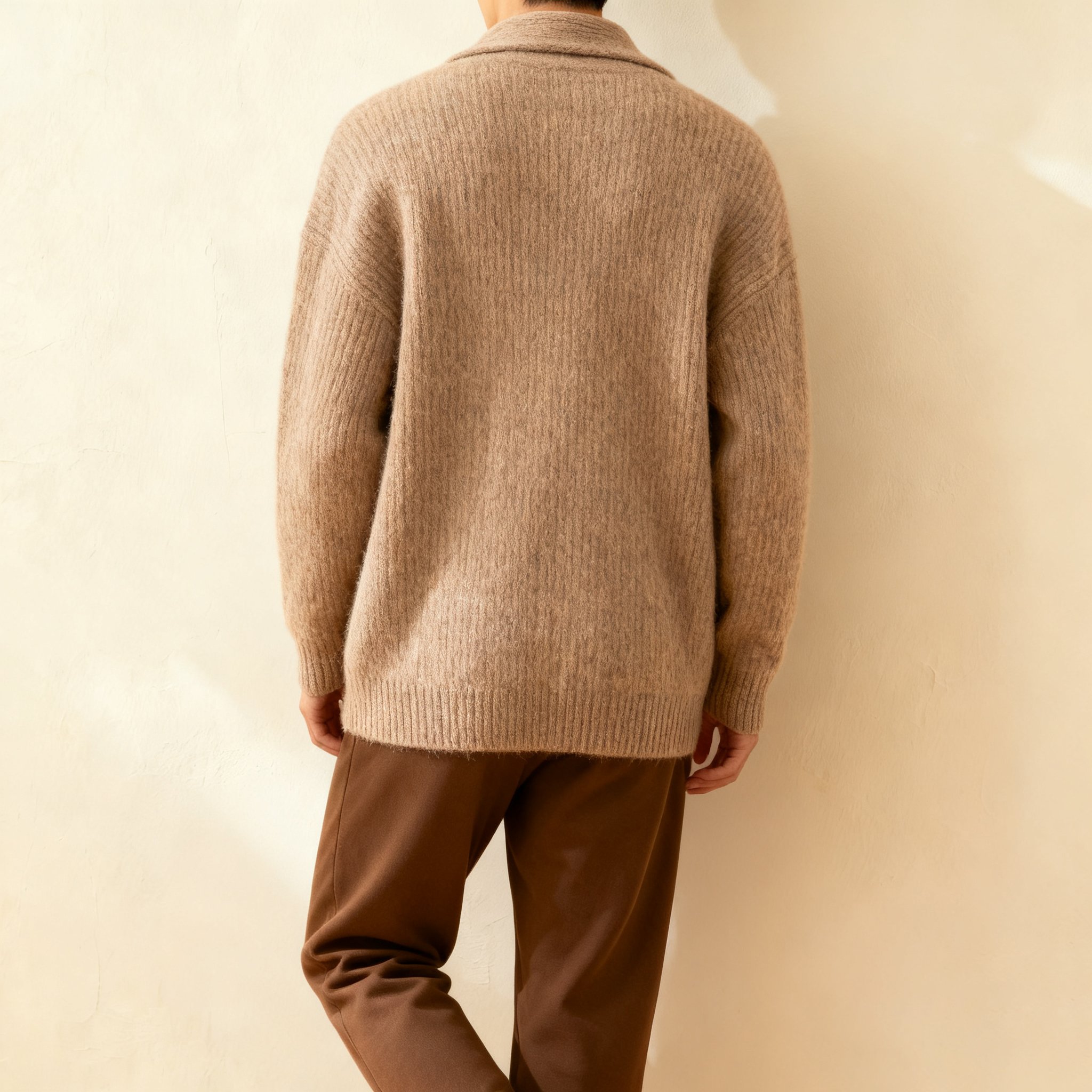 ショールカラーのニットカーディガン 