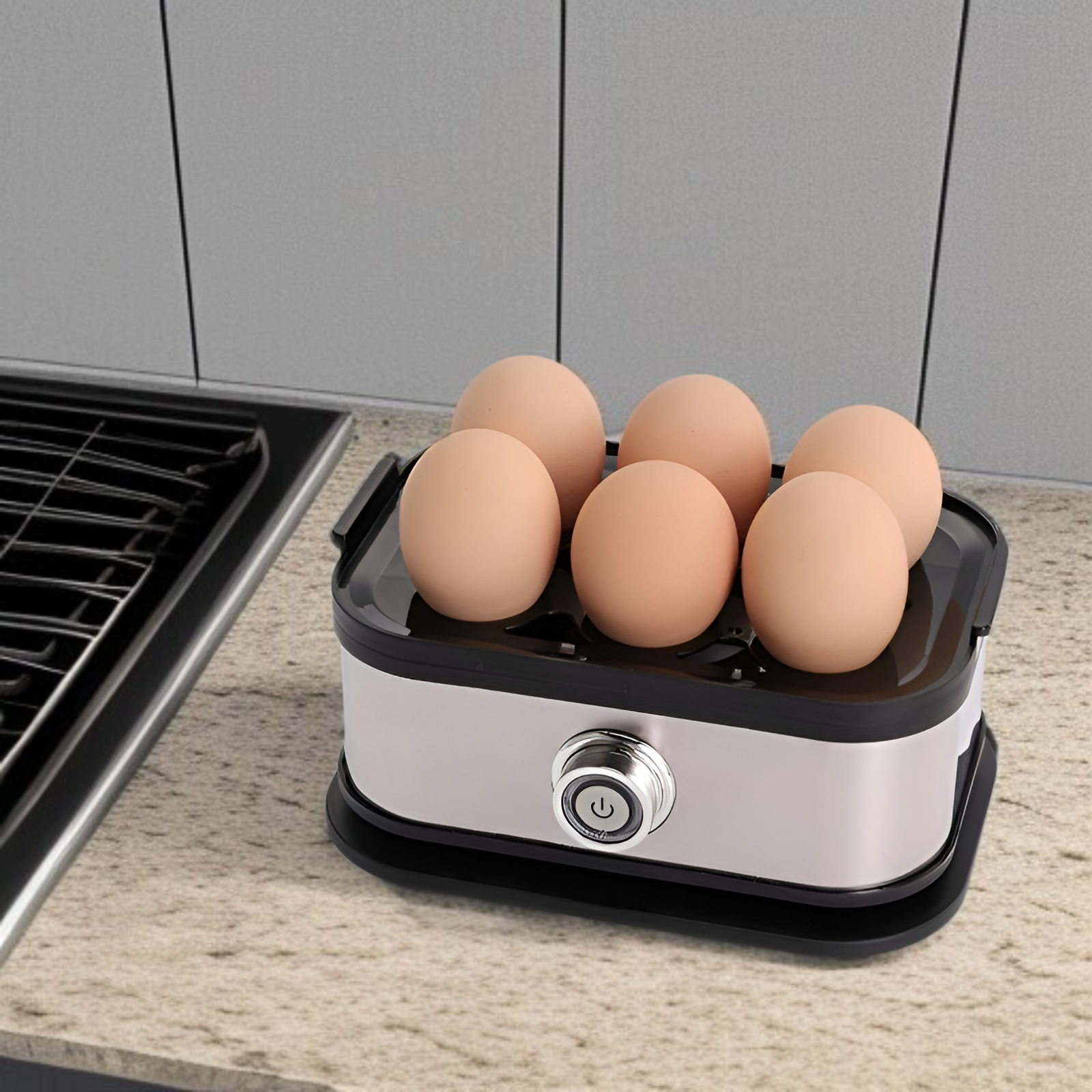 Stainless steel egg cooker electric steam cooker anti-dry burning one-button operation small mini po