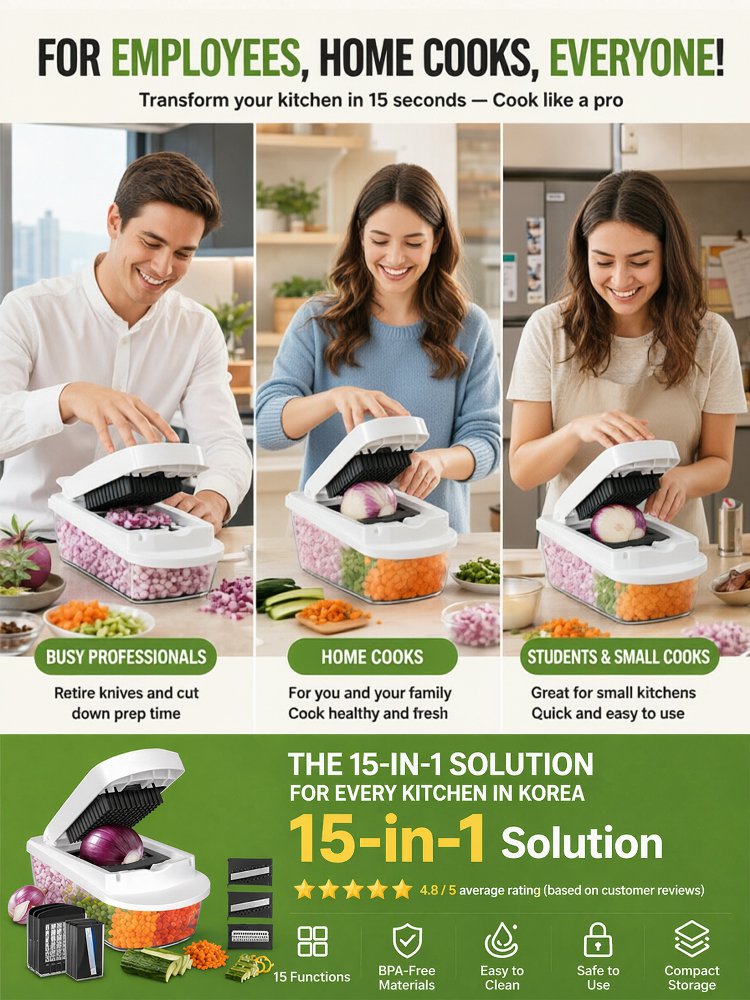 【420J2 Sharp Blade】15-in-1 Multifunctional Vegetable Cutter