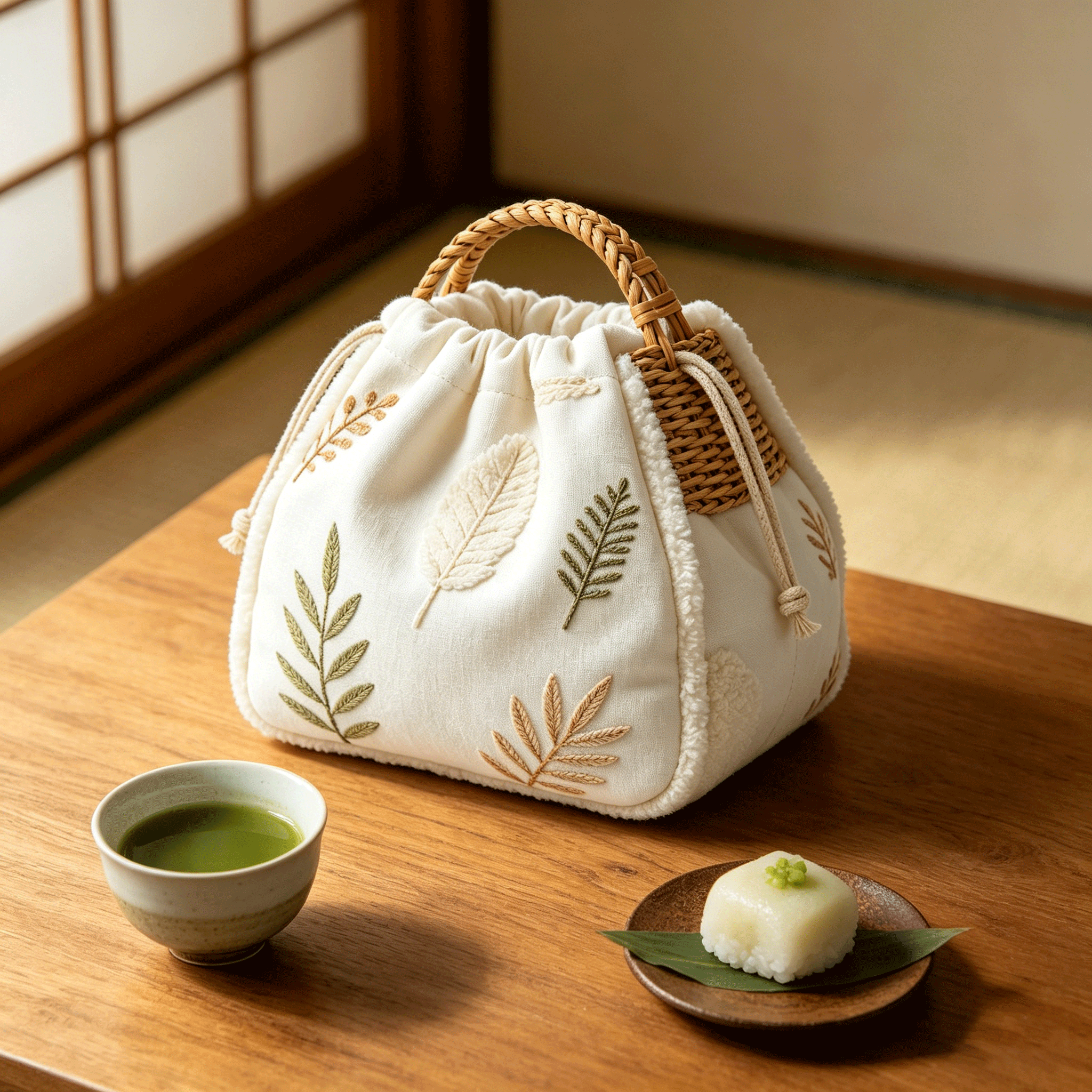 おしゃれな竹編みバッグの使用例
