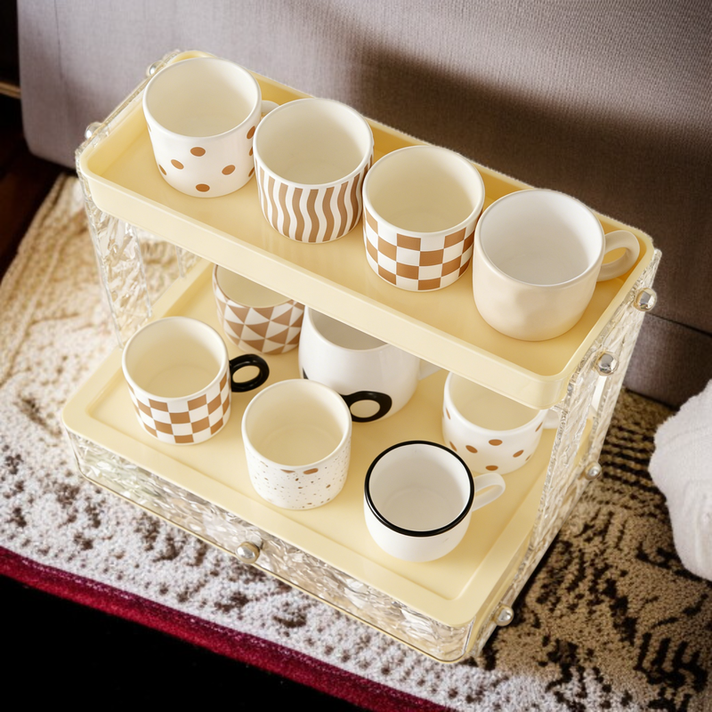 高端輕奢冰河紋桌上杯架收納辦公家用