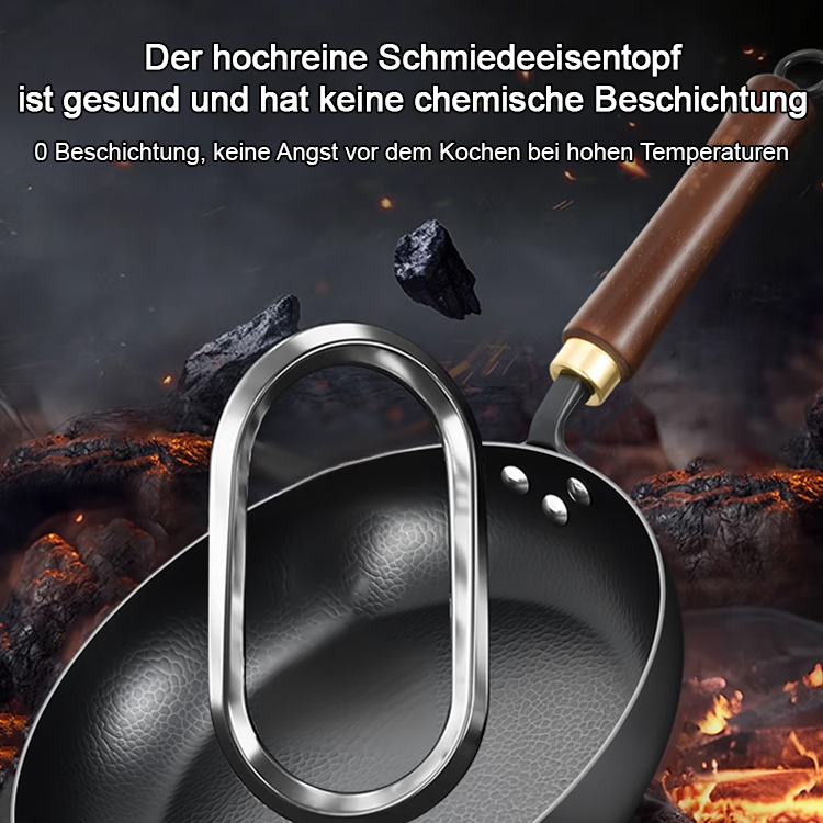 Beschichtungsfreie Bratpfanne mit Hammerschlag-Oberfläche