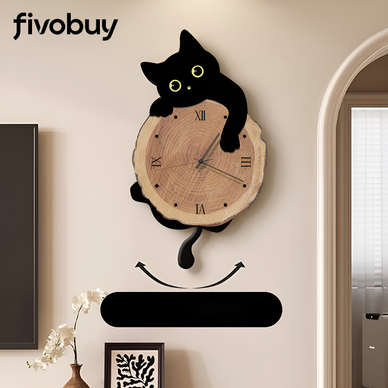 นาฬิกาติดผนังรูปแมวเรียบง่าย