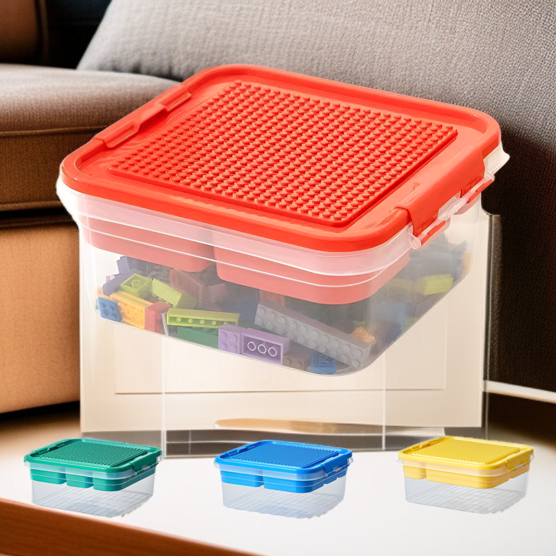 Caja organizadora multifuncional para juguetes, plástico transparente, para Lego y coches pequeños