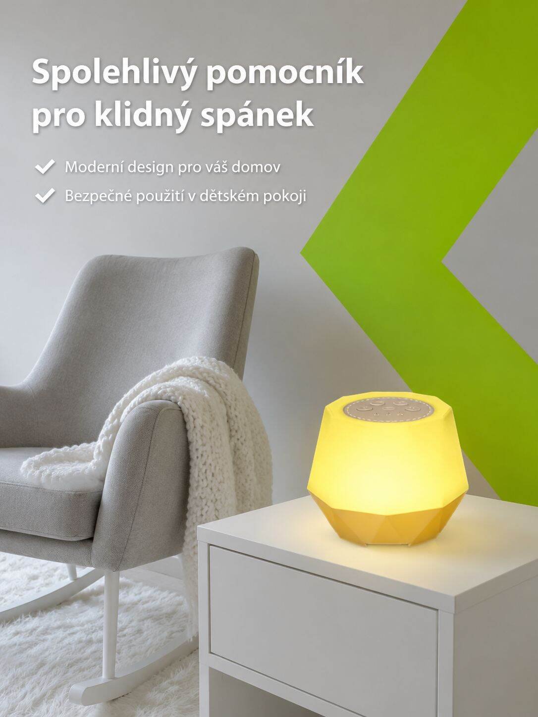 Chytré zařízení pro bílý šum na spaní s nočním světlem