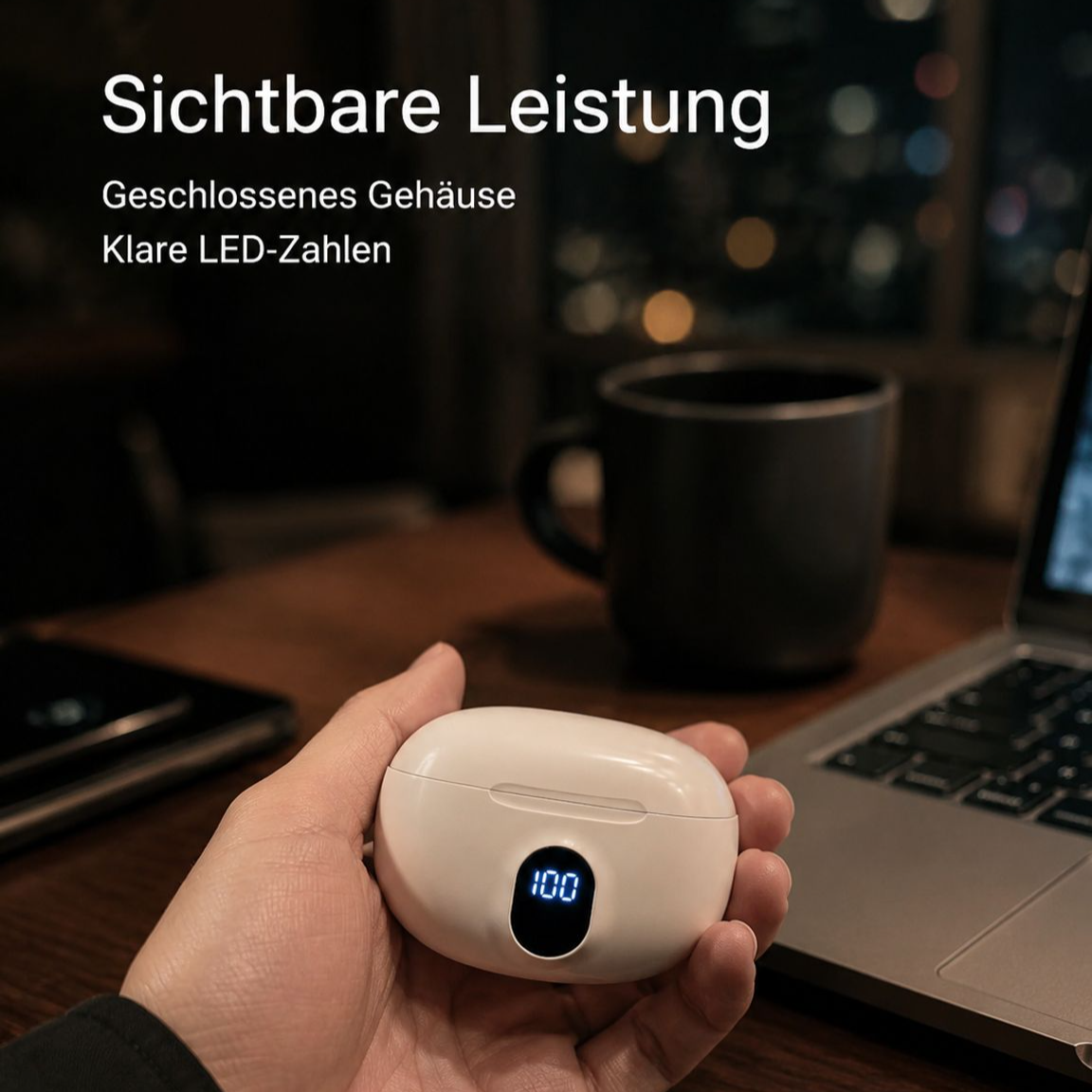 Bluetooth 5.3 Halb In-Ear Kopfhörer, Aktive Geräuschunterdrückung