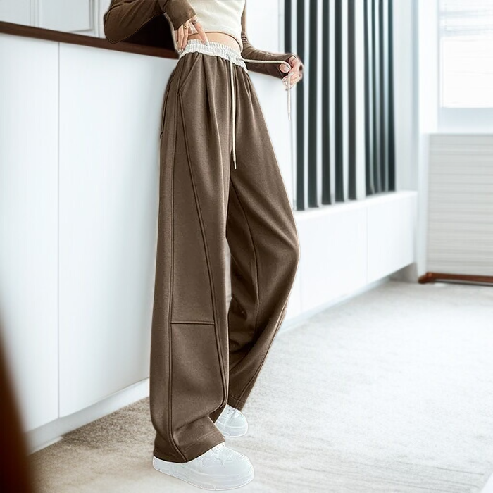 고탄력 스포츠 바나나 팬츠 캐주얼 일자 팬츠 여 슬림핏 춘추 커브 와이드 팬츠