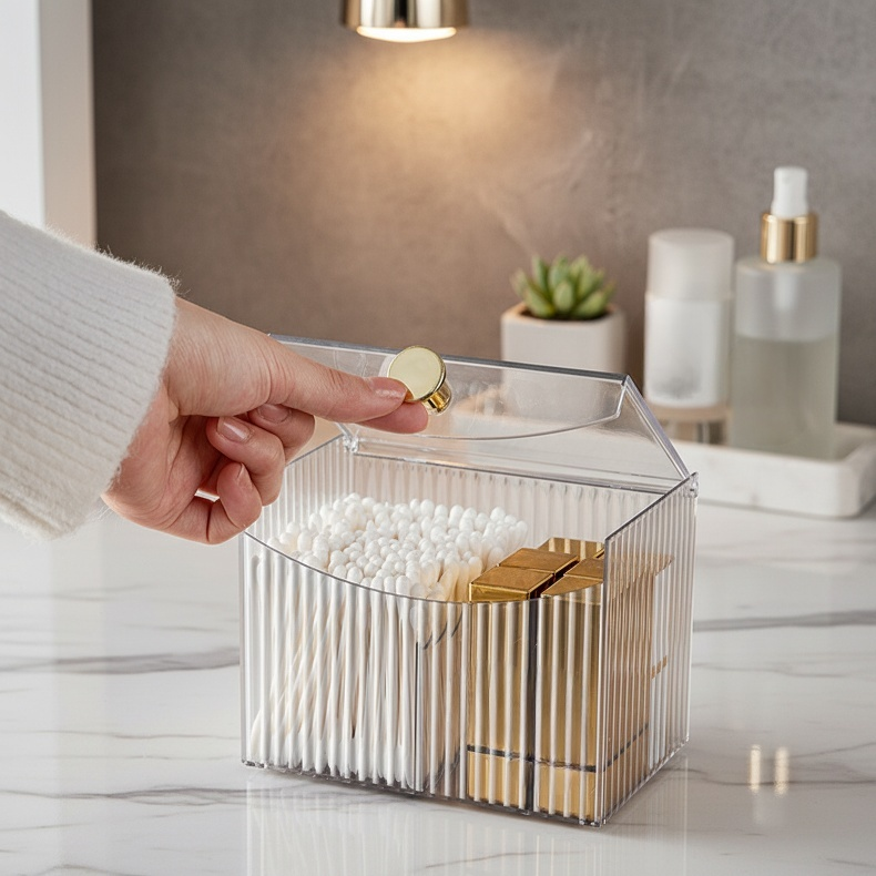 Elegant clear cosmetic box for home use