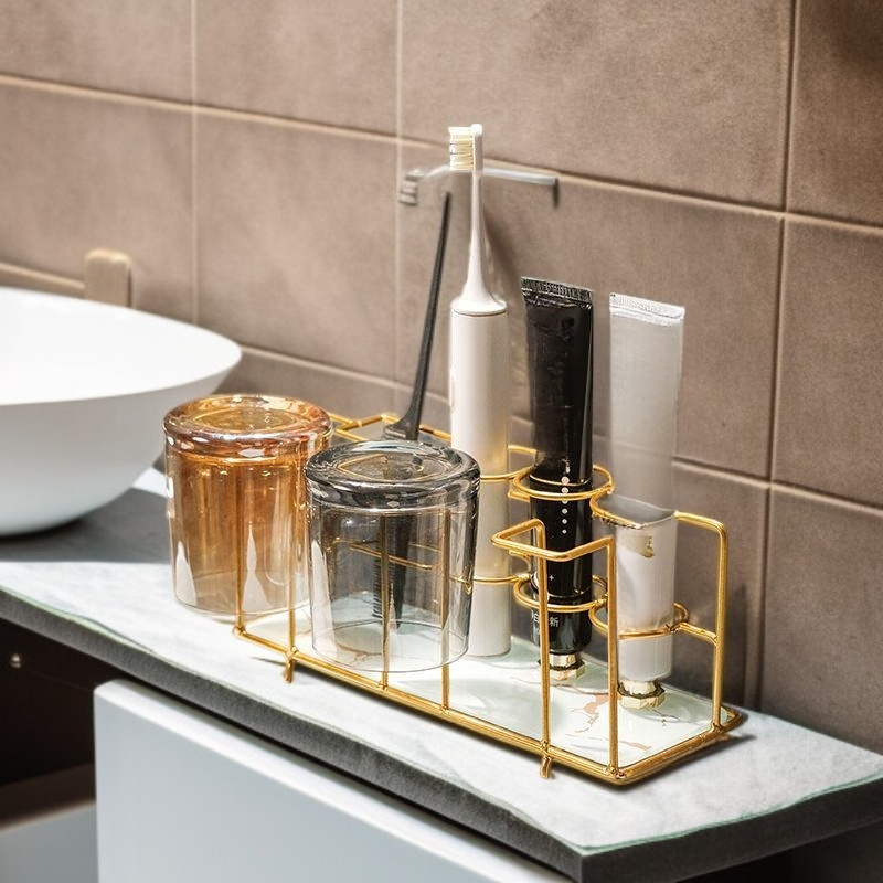 Bathroom Electric Toothbrush Organizer with Mouthwash Cup Set