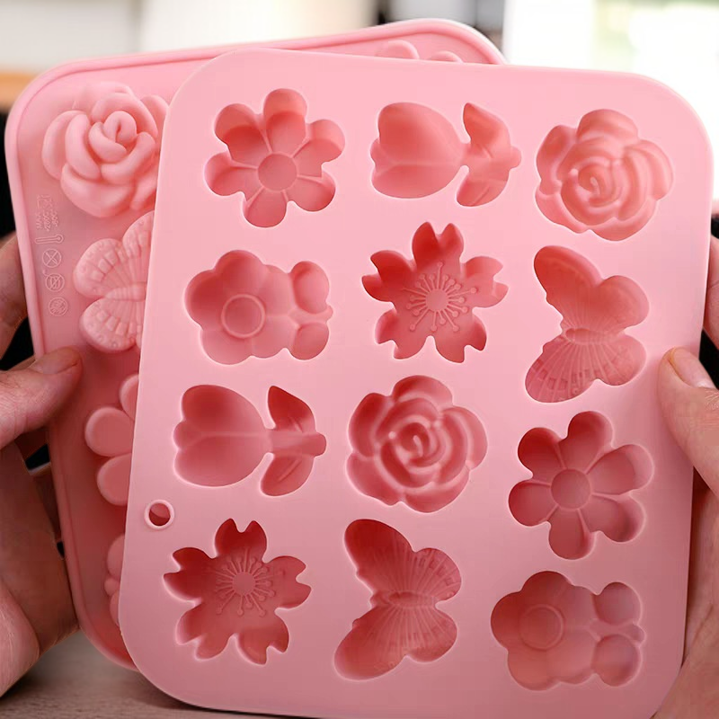 12連不同花朵蝴蝶造型矽膠模具