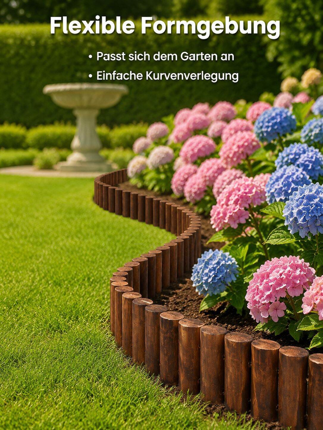 Boden-Zaun aus karbonisiertem, anti-korrosivem Holz für Garten, Hof-Trennwand und Blumenbeete