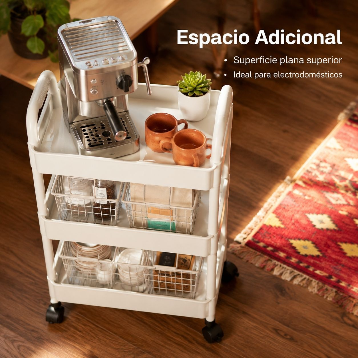 Estantería de cocina multifuncional con ruedas
