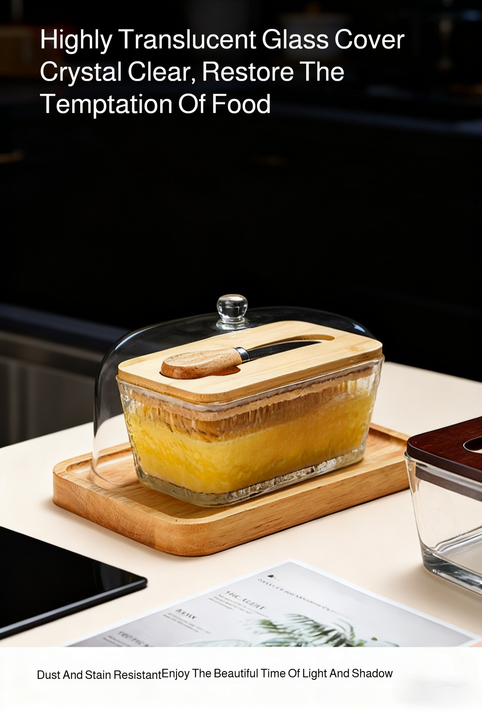 Modern butter storage container on countertop
