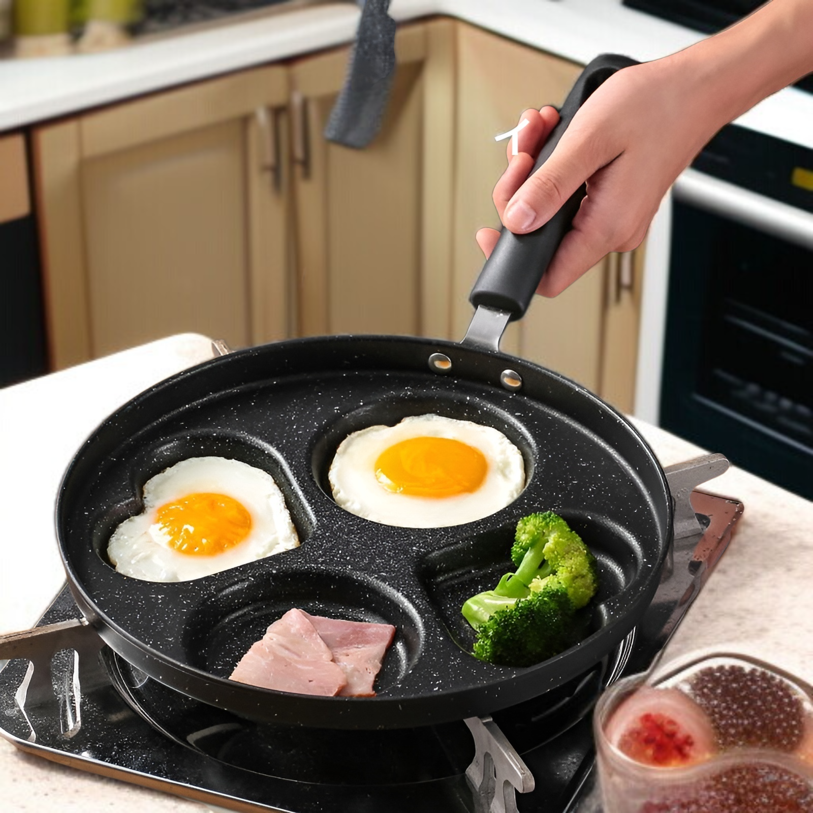 オムレツパン、医療用石目玉焼きオムレツアーティファクト、小さなフライパン、ノンスティックフライパン、朝食用卵ハンバーガーパンが大好き