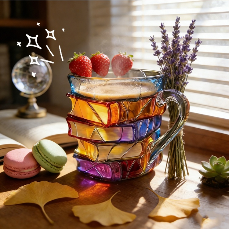 Bunter Kaffeebecher aus hochwertigem Borosilikatglas