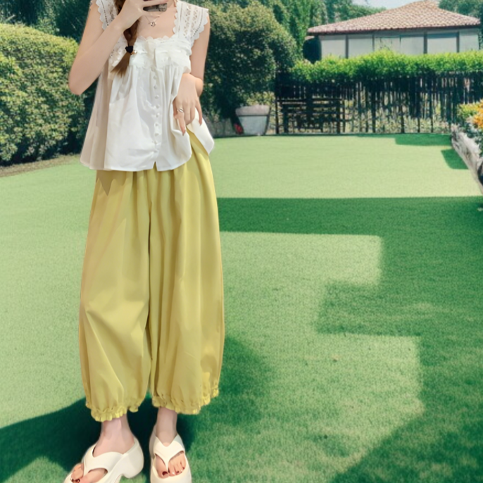 レディースバルーンパンツ スリム効果 5色選べる