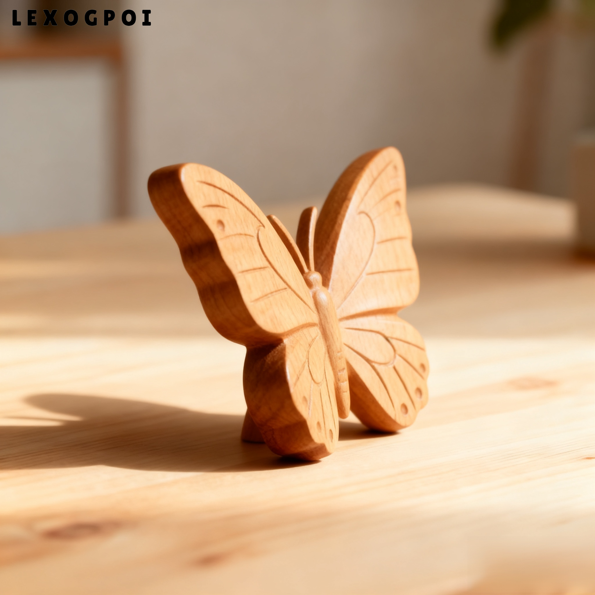 견고한 나무 나비 장식 장식품 (5개)