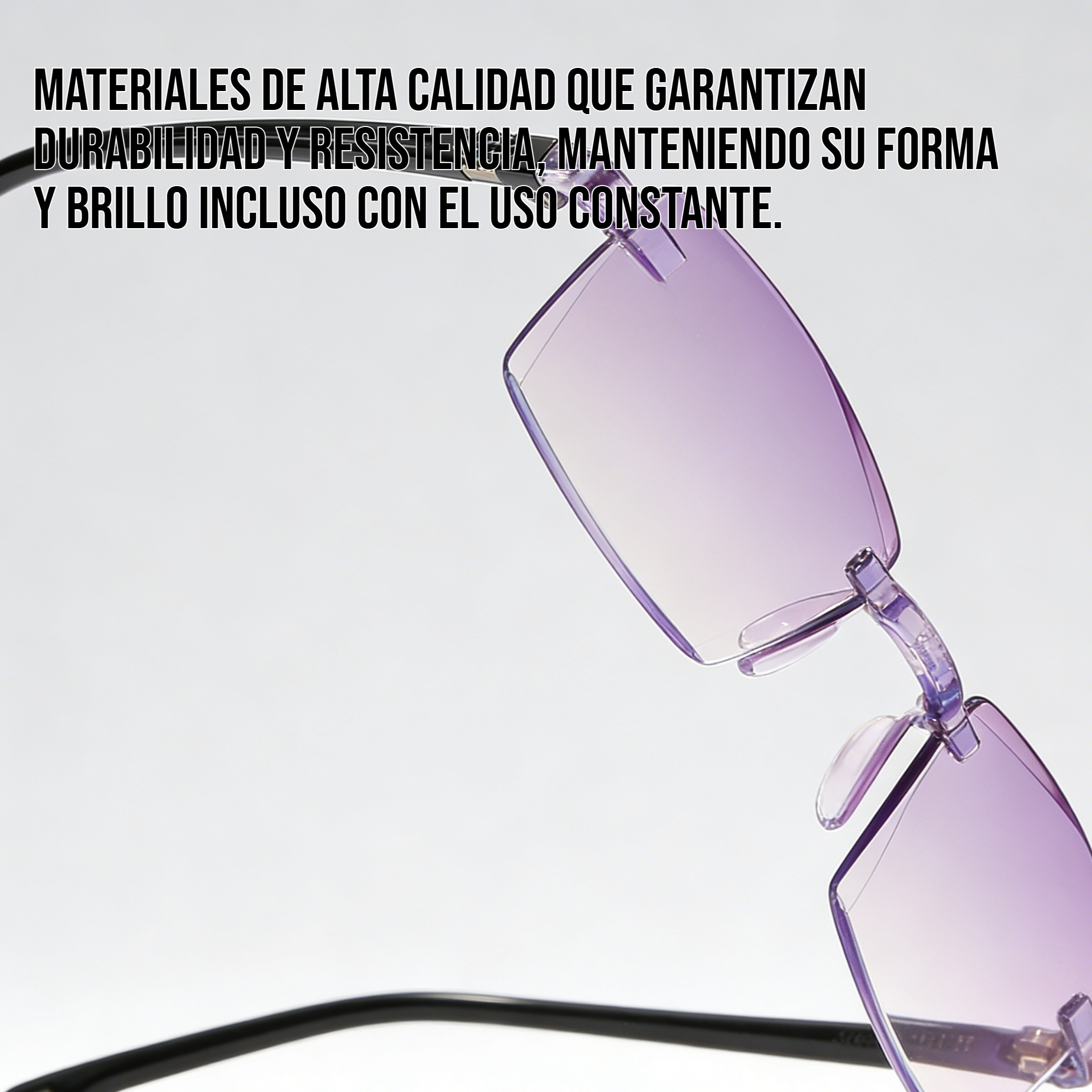 Detalle del corte de diamante en gafas de lectura masculinas