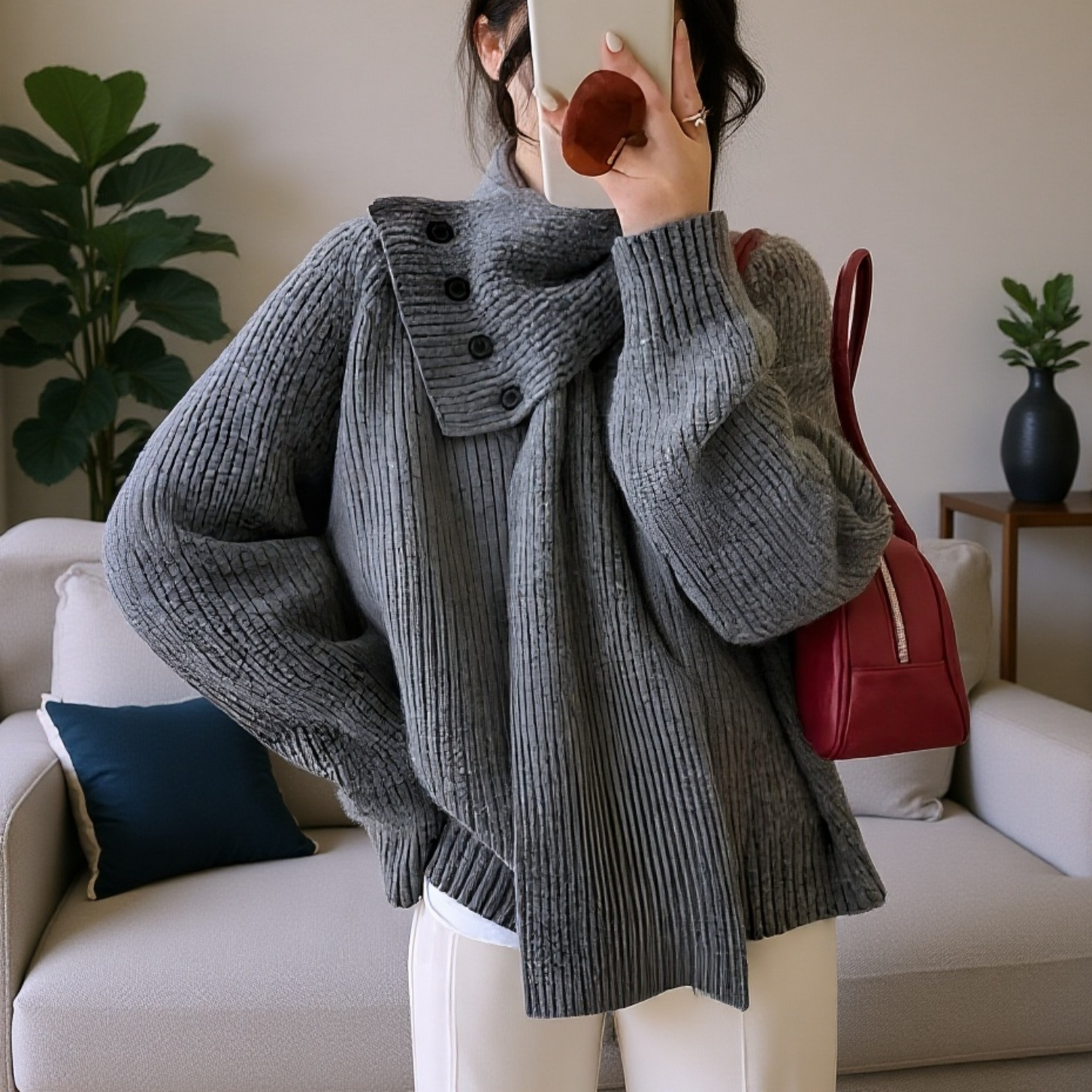 2026年秋冬 新作 レディース スカーフ付きVネックハイエンドニットセーター