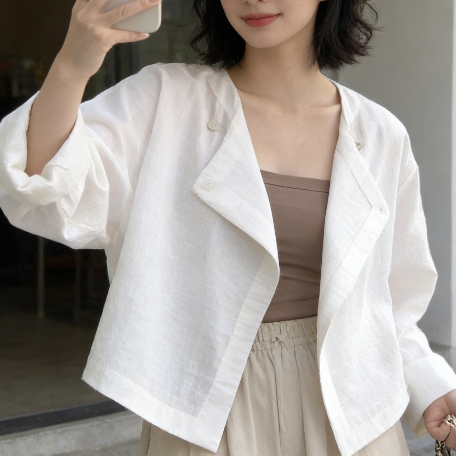 大人女子向けリラックススタイルジャケット