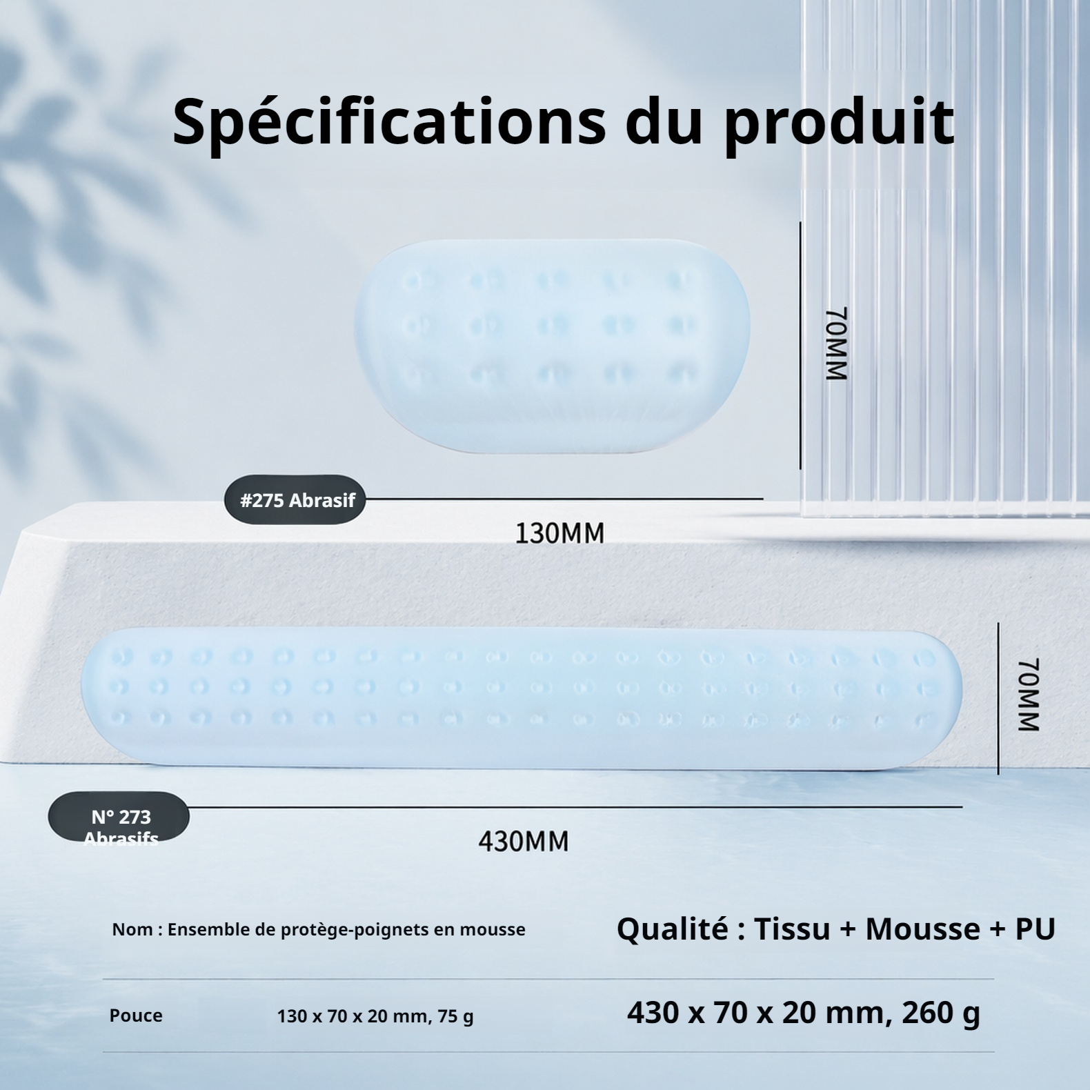 Tapis de souris avec soutien mémoire de forme