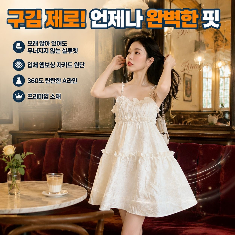 여성 블랙 퍼프 쇼트 프린세스 큐빅 스커트