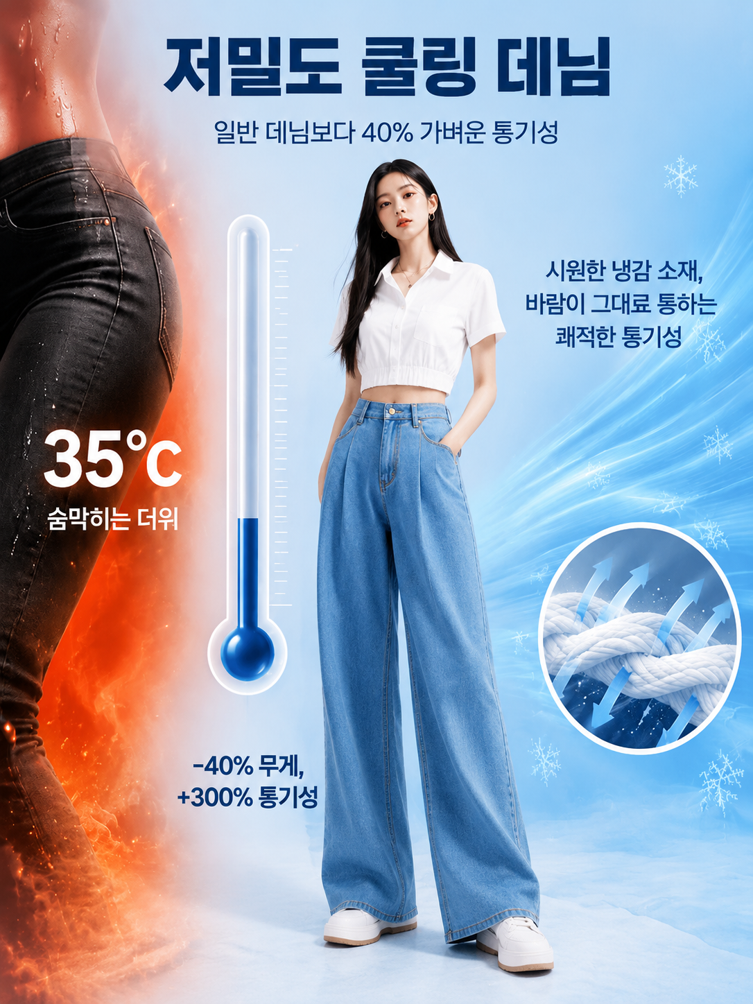 하이웨이스트 와이드 데님 팬츠