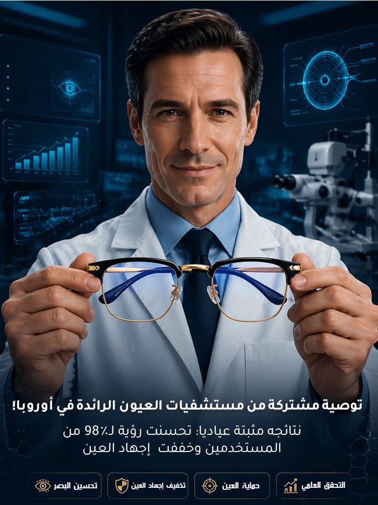 نظارة ذكية مضادة للضوء الأزرق بتركيز تلقائي مدعومة بالذكاء الاصطناعي