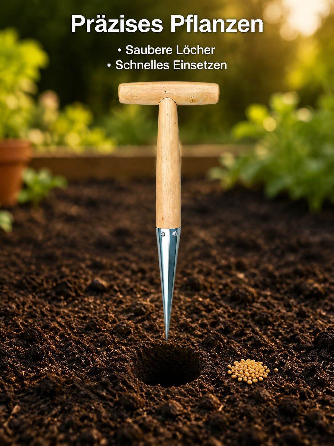 Garten-Säwerkzeug, Lochstecher und Pflanzgerät, Gemüse-Pflanzspaten