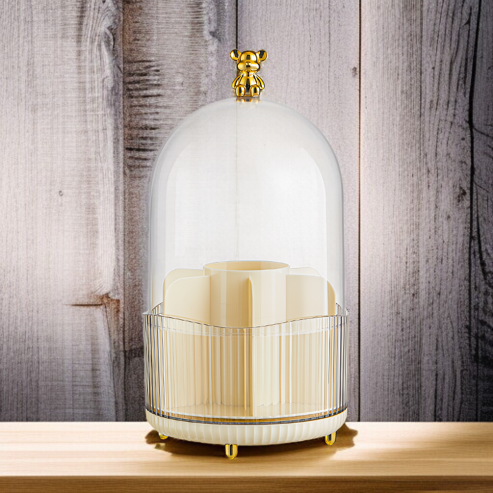 漫画クマのアイブロウペンシルホルダー回転式化粧品収納ボックスコンパートメント口紅防塵デスクトップドレッシングテーブル収納チューブ