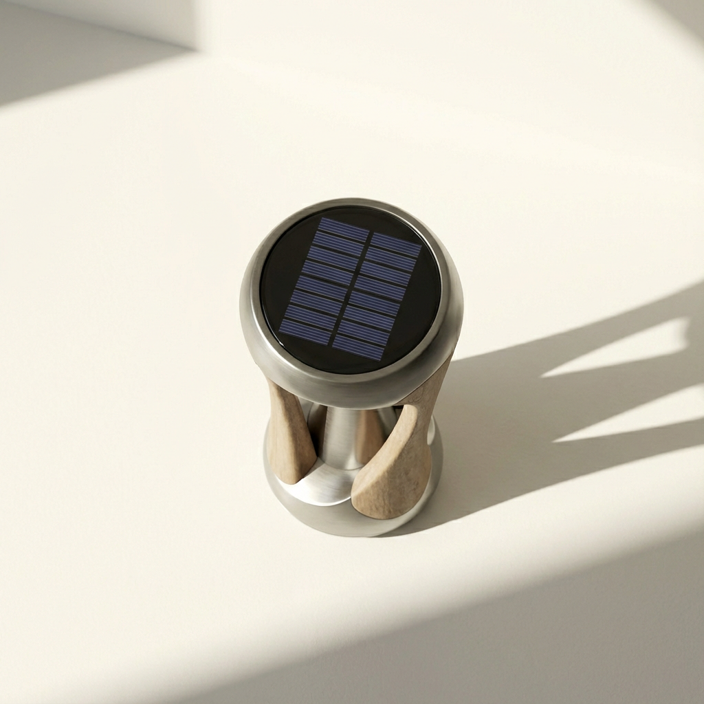 태양광 패널이 있는 랜턴 충전 모습